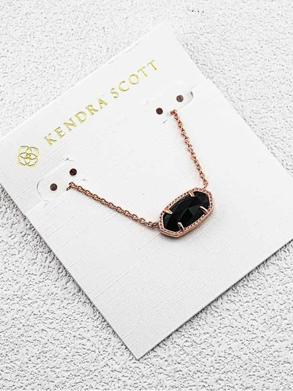 Kendra Scott Rose Gold Necklace with Black Stone Pendant